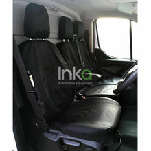 Load image into Gallery viewer, Ford Transit Custom INKA Front 1+2 Tailored Waterproof Seat Covers Set Black MY12-23 (not for models with flip down armrest with cupholders)