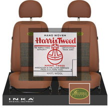 Load image into Gallery viewer, Land Rover Defender L316 INKA Tan Leatherette & Harris Tweed Front 1+1 Tailored Seat Covers MY07-16 With Embroidery