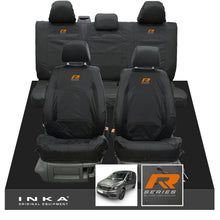 Load image into Gallery viewer, VW Caddy Kombi Maxi Life INKA Front & Rear Tailored Waterproof Seat Covers Black MY-2007-2019 (Choice of 7 Colours) - R-Series Embroidery