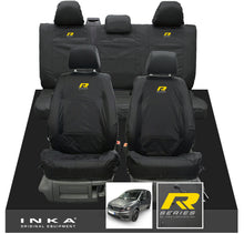 Load image into Gallery viewer, VW Caddy Kombi Maxi Life INKA Front & Rear Tailored Waterproof Seat Covers Black MY-2007-2019 (Choice of 7 Colours) - R-Series Embroidery
