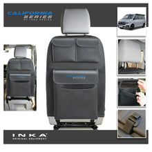 Load image into Gallery viewer, VW California T6.1,T6,T5 Inka Seatstor Seat Storage Three Pocket Organsier Tidy Black Leatherette With bespoke " California Series" embroidery