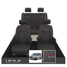 Load image into Gallery viewer, VW California Ocean/Coast/Beach/Surf Inka Fully Tailored Waterproof Seat Covers Black Front & Rear With ISOFIX Fits T6.1 ,T6,T5.1 all model years fits with and without airbags