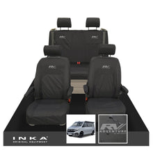 Load image into Gallery viewer, VW California Ocean/Coast/Beach/Surf Inka Fully Tailored Waterproof Seat Covers Black Front & Rear With ISOFIX Fits T6.1 ,T6,T5.1 all model years fits with and without airbags