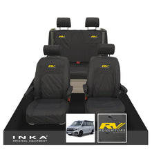 Load image into Gallery viewer, VW California Ocean/Coast/Beach/Surf Inka Fully Tailored Waterproof Seat Covers Black Front & Rear With ISOFIX Fits T6.1 ,T6,T5.1 all model years fits with and without airbags