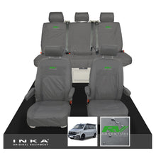 Load image into Gallery viewer, VW California Ocean/Coast/Beach/Surf Inka Fully Tailored Waterproof Seat Covers Grey Front & Rear With ISOFIX Fits T6.1 ,T6,T5.1 all model years fits with and without airbags