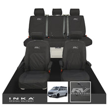 Load image into Gallery viewer, VW California Ocean/Coast/Beach/Surf Inka Fully Tailored Waterproof Seat Covers Black Front & Rear With ISOFIX Fits T6.1 ,T6,T5.1 all model years fits with and without airbags