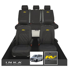 Load image into Gallery viewer, VW California Ocean/Coast/Beach/Surf Inka Fully Tailored Waterproof Seat Covers Black Front & Rear With ISOFIX Fits T6.1 ,T6,T5.1 all model years fits with and without airbags