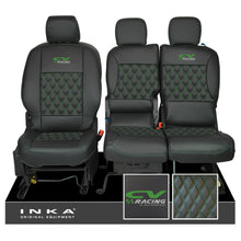 Load image into Gallery viewer, Peugeot Partner MK2 Front 1+2 CV RACING INKA Bentley Leatherette Tailored Seat Covers Black MY 08-17