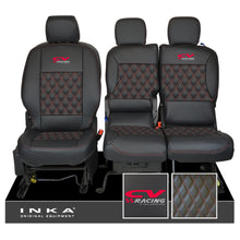 Load image into Gallery viewer, Peugeot Partner MK2 Front 1+2 CV RACING INKA Bentley Leatherette Tailored Seat Covers Black MY 08-17