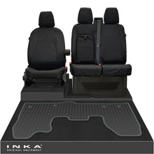 Load image into Gallery viewer, Ford Transit Custom INKA Front 1+2 Tailored Waterproof Seat Covers & Tailored Rubber Mat Black MY-12-23 (Choice of 7 Colours)