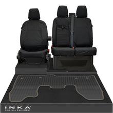 Load image into Gallery viewer, Ford Transit Custom INKA Front 1+2 Tailored Waterproof Seat Covers & Tailored Rubber Mat Black MY-12-23 (Choice of 7 Colours)