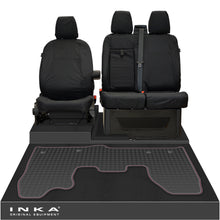 Load image into Gallery viewer, Ford Transit Custom INKA Front 1+2 Tailored Waterproof Seat Covers & Tailored Rubber Mat Black MY-12-23 (Choice of 7 Colours)