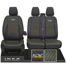 Load image into Gallery viewer, Ford Transit MK8/MK9 INKA Front Tailored Seat Covers Black Bentley Diamond Quilt MY 2014 Onwards (7 COLORS)