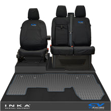 Load image into Gallery viewer, Ford Transit MK8/MK9 INKA Front 1+2 Tailored Waterproof Seat Covers & Tailored Rubber Mat Black MY-2014 Onwards (Choice of 7 Colours)