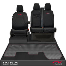 Load image into Gallery viewer, Ford Transit MK8/MK9 INKA Front 1+2 Tailored Waterproof Seat Covers & Tailored Rubber Mat Black MY-2014 Onwards (Choice of 7 Colours)