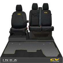 Load image into Gallery viewer, Ford Transit MK8/MK9 INKA Front 1+2 Tailored Waterproof Seat Covers & Tailored Rubber Mat Black MY-2014 Onwards (Choice of 7 Colours)