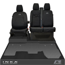 Load image into Gallery viewer, Ford Transit MK8/MK9 INKA Front 1+2 Tailored Waterproof Seat Covers & Tailored Rubber Mat Black MY-2014 Onwards (Choice of 7 Colours)