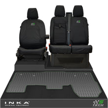 Load image into Gallery viewer, Ford Transit MK8/MK9 INKA Front 1+2 Tailored Waterproof Seat Covers & Tailored Rubber Mat Black MY-2014 Onwards (Choice of 7 Colours)