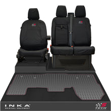 Load image into Gallery viewer, Ford Transit MK8/MK9 INKA Front 1+2 Tailored Waterproof Seat Covers & Tailored Rubber Mat Black MY-2014 Onwards (Choice of 7 Colours)