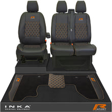 Load image into Gallery viewer, Ford Transit Custom Front 1+2 Bentley Diamond Quilt Tailored Seat Covers & Matching Tailored Floor Mat Black MY2012-23