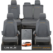 Load image into Gallery viewer, VW ID Buzz Life, Style, GTX Front & Rear Full Set INKA Tailored Waterproof Seat Covers Grey with Embroidery MY22 onwards