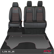Load image into Gallery viewer, Mercedes Benz Sprinter Front 1+2 Bentley Diamond Quilt Leatherette Tailored Seat Covers & Tailored Rubber Mat Black MY18 To Present Fits All Derivatives (Choice of 7 Colours)