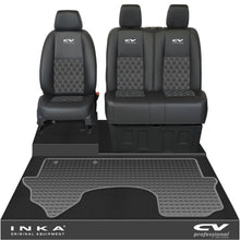 Load image into Gallery viewer, Mercedes Benz Sprinter Front 1+2 Bentley Diamond Quilt Leatherette Tailored Seat Covers & Tailored Rubber Mat Black MY18 To Present Fits All Derivatives (Choice of 7 Colours)