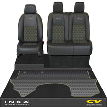 Load image into Gallery viewer, Mercedes Benz Sprinter Front 1+2 Bentley Diamond Quilt Leatherette Tailored Seat Covers & Tailored Rubber Mat Black MY18 To Present Fits All Derivatives (Choice of 7 Colours)