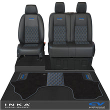 Load image into Gallery viewer, Mercedes Benz Sprinter Front 1+2 Bentley Leatherette Tailored Seat Covers & Matching Tailored Floor Mat Black MY-2018> (7 Colours) - CV Professional Embroidery