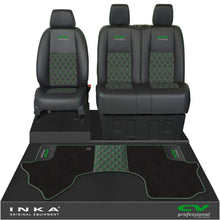 Load image into Gallery viewer, Mercedes Benz Sprinter Front 1+2 Bentley Leatherette Tailored Seat Covers & Matching Tailored Floor Mat Black MY-2018> (7 Colours) - CV Professional Embroidery