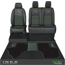 Load image into Gallery viewer, Mercedes Benz Sprinter Front 1+2 Bentley Leatherette Tailored Seat Covers & Matching Tailored Floor Mat Black MY-2018> (7 Colours) - CV Racing Embroidery