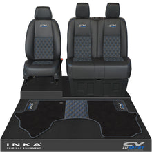 Load image into Gallery viewer, Mercedes Benz Sprinter Front 1+2 Bentley Leatherette Tailored Seat Covers & Matching Tailored Floor Mat Black MY-2018> (7 Colours)