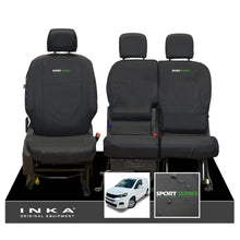Load image into Gallery viewer, Peugeot Partner MK3 Front Inka Fully Tailored Waterproof Seat Covers Black MY2018 Onwards
