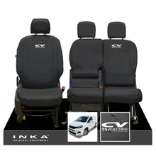Load image into Gallery viewer, Peugeot Partner MK3 Front Inka Fully Tailored Waterproof Seat Covers Black MY2018 Onwards