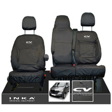 Load image into Gallery viewer, INKA Renault Trafic Sport (Business Plus) Tailored Waterproof Seat Covers Front Set 1+2 - Black MY14 Onwards - CV Professional Embroidery