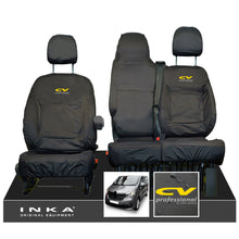 Load image into Gallery viewer, INKA Renault Trafic Sport (Business Plus) Tailored Waterproof Seat Covers Front Set 1+2 - Black MY14 Onwards - CV Professional Embroidery
