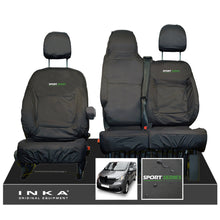 Load image into Gallery viewer, INKA Renault Trafic Sport (Business Plus) Tailored Waterproof Seat Covers Front Set 1+2 - Black MY14 Onwards