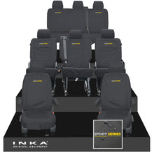 Load image into Gallery viewer, VW Transporter Shuttle T6.1, T6 8 Seater Tailored Waterproof Seat Covers Black MY 15-23