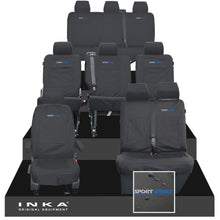 Load image into Gallery viewer, VW Transporter Shuttle T6.1, T6 Full Set Tailored Waterproof Seat Covers Black MY 15-23
