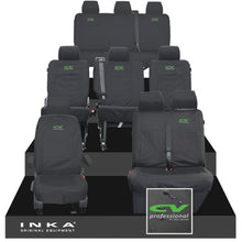 Load image into Gallery viewer, VW Transporter Shuttle T6.1, T6 Full Set Tailored Waterproof Seat Covers Black MY 15-23