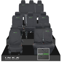 Load image into Gallery viewer, VW Transporter Shuttle T6.1, T6 Full Set Tailored Waterproof Seat Covers Black MY 15-23