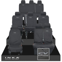 Load image into Gallery viewer, VW Transporter Shuttle T6.1, T6 Full Set Tailored Waterproof Seat Covers Black MY 15-23