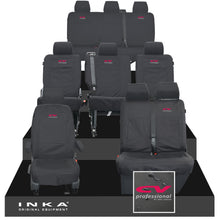 Load image into Gallery viewer, VW Transporter Shuttle T6.1, T6 Full Set Tailored Waterproof Seat Covers Black MY 15-23