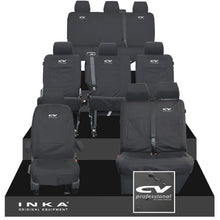 Load image into Gallery viewer, VW Transporter Shuttle T6.1, T6 Full Set Tailored Waterproof Seat Covers Black MY 15-23