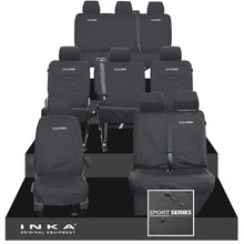 Load image into Gallery viewer, VW Transporter Shuttle T6.1, T6 Full Set Tailored Waterproof Seat Covers Black MY 15-23