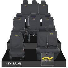 Load image into Gallery viewer, VW Transporter Shuttle T6.1, T6 Full Set Tailored Waterproof Seat Covers Black MY 15-23