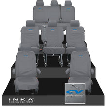 Load image into Gallery viewer, VW Transporter Shuttle T6.1, T6 8 Seater Tailored Waterproof Seat Covers Grey MY 15-23