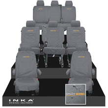 Load image into Gallery viewer, VW Transporter Shuttle T6.1, T6 8 Seater Tailored Waterproof Seat Covers Grey MY 15-23