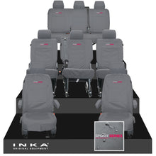 Load image into Gallery viewer, VW Transporter Shuttle T6.1, T6 8 Seater Tailored Waterproof Seat Covers Grey MY 15-23