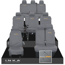 Load image into Gallery viewer, VW Transporter Shuttle T6.1, T6 Full Set Tailored Waterproof Seat Covers Grey MY 15-23